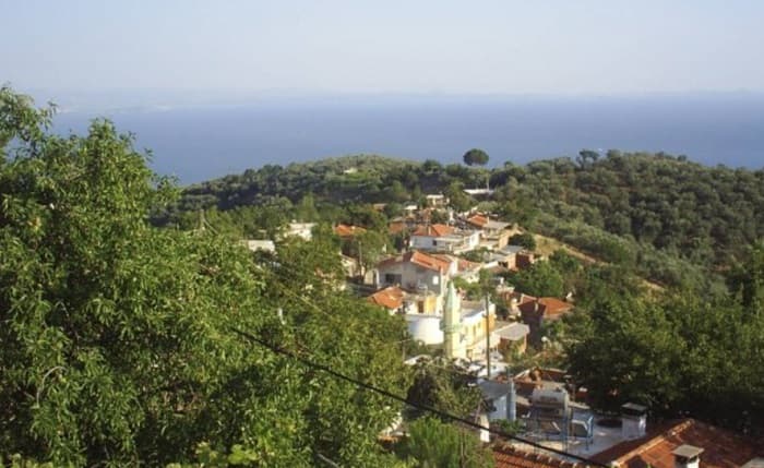 Вид на море и деревню с холма