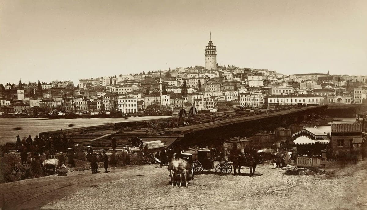 Рисунок исторического района Стамбула с видом на башню Галата